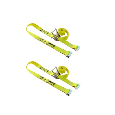 Tie 4 Safe 2 x 12' E Track Ratchet Straps w/ E Clips, WLL- 1,000 lbs., PK2 RT06-12M23Y-2